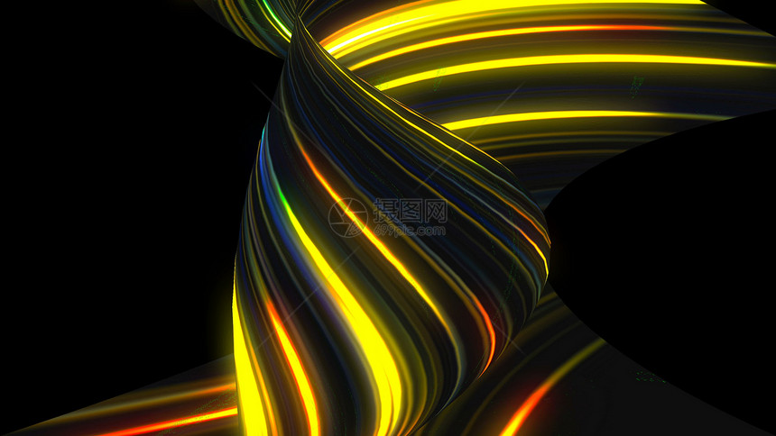 许多扭曲的发光线抽象计算机生成背景3D转换许多扭曲的发光线3D转换图片