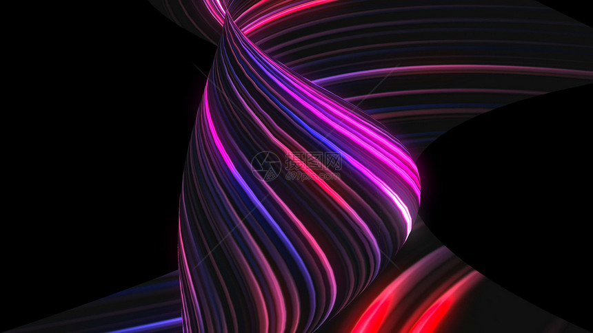 许多扭曲的发光线抽象计算机生成背景3D转换许多扭曲的发光线3D转换图片