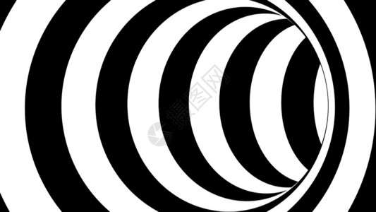 圆曲线黑色和白条纹隧道迷幻抽象3D计算机生成黑白条纹隧道3D计算机生成回格隆背景