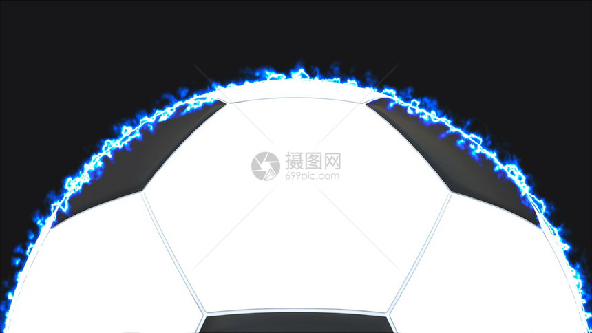真实的足球在黑色上有极光设计元素3D插图真实的足球黑色有亮光3D投图图片