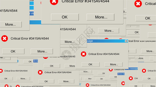 关键信息基础设施许多窗口都有关键错误通知问题警告背景计算机生成抽象背景3D转换许多窗口都有关键错误通知3d背景
