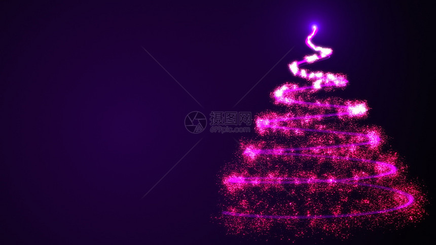 简单的圣诞树就像太空中许多闪亮颗粒的螺旋一样3D为快乐的节日提供了背景简单的圣诞树3D为快乐的节日提供了背景图片