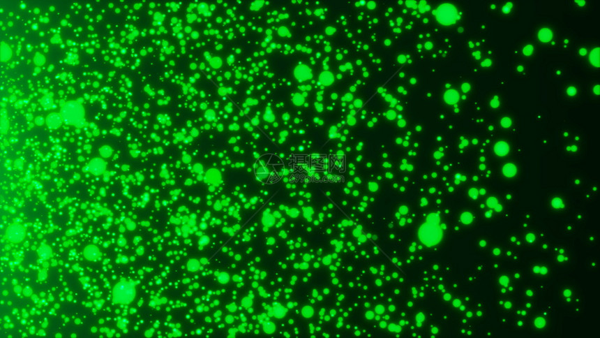 空间中许多抽象的小绿色粒子计算机生成了抽象背景3D翻页背景空间中许多抽象的小绿色粒子3D翻页图片