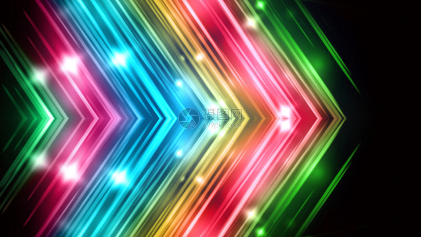 彩虹闪光线作为箭头彩虹闪亮线作为箭头背景装饰线计算机产生抽象3D背景彩虹闪亮线作为箭头背景装饰线作为3D图片