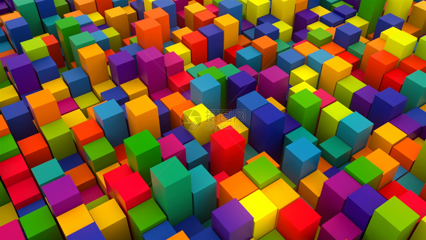 3d绘制背景包括多行明亮的彩立方体计算机生成背景绘制多行亮的彩立方体计算机生成背景图片