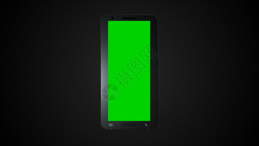 具有绿色屏幕的现代智能手机用于创造3D翻背景计算机生成的背景图片