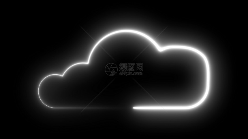 云的符号技术主题的低亮光灯管艺术设计3D覆盖背景云的符号月光照明3d转化图片