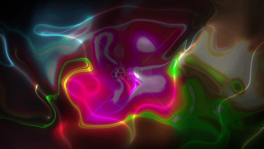 等离子体中闪烁的彩色灯光反射计算机生成抽象背景3D映射液体中闪烁的彩色灯光映射图片
