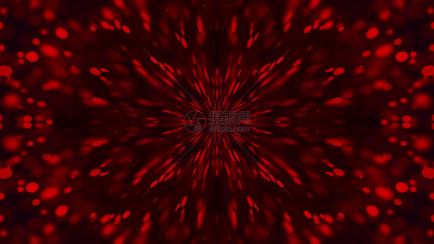 计算机生成了一个红色粒子的光束红色粒子从中心在暗底背景上飞行3D翻譯计算机生成了一个红粒子从中心在暗底背景上飞行的光束3D转换图片