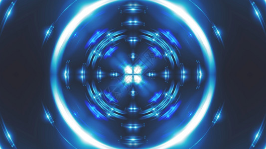 计算机生成了相交蓝灯的分形色甘莱多斯图背景3D合成背景图片