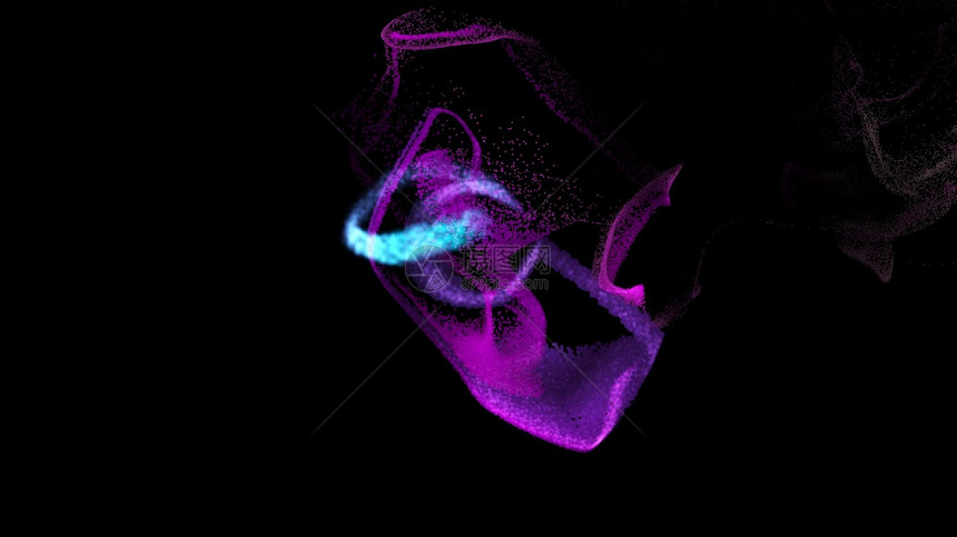 由彩色微粒共舞产生气织卷曲3D产生混乱的动态效应计算机产生抽象的灰尘背景图片