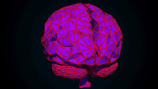 人类大脑由多种边形生成的彩色三角形计算机生成的组合构3D从多边形中生成的大脑数字人工智能类大脑是由多种三角形计算机生成的组合构3背景图片