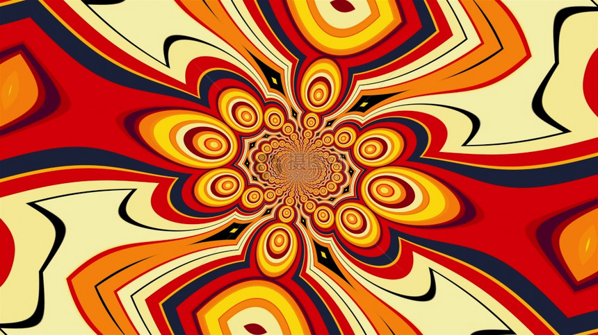 带有构成花瓣和圆圈的彩色条纹元素卷毛曼达拉3D计算机的D转换生成催眠背景Mandala带有构成花瓣和圆圈的彩色条纹元素曼达拉转换图片