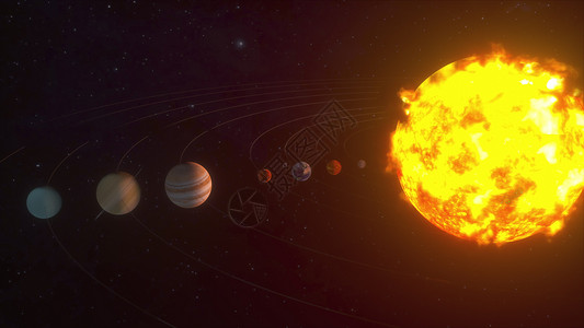 行星围绕3d宇宙背景d太阳系行星轨道运动模型生成计算机太阳系行星轨道运动模型生成计算机背景