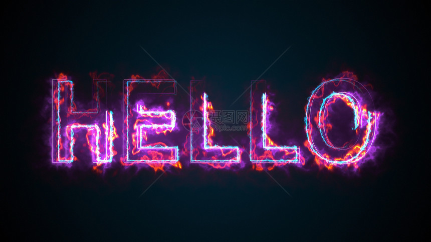 Hello计算机生成的字词燃烧大写母3d提供欢迎背景Hello大写字母3d提供欢迎背景字词图片