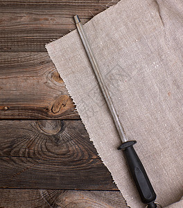 灰木背景顶视图复制空间的厨房刀柄图片