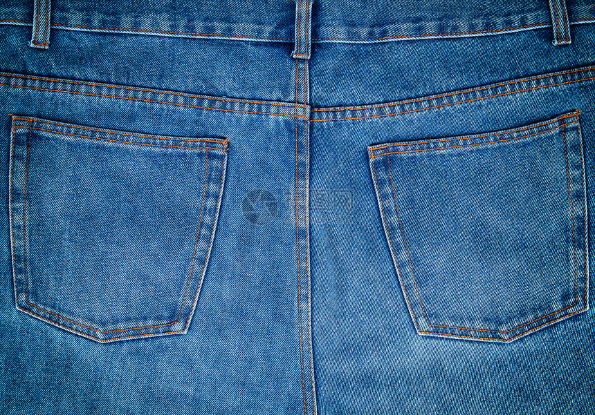 蓝色牛仔裤的碎片背口袋整身图片