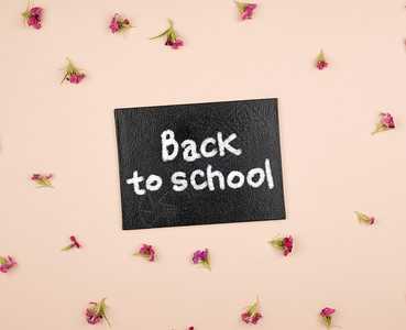 黑色粉笔框上面刻着回学校的字花蕾的糊面音图片