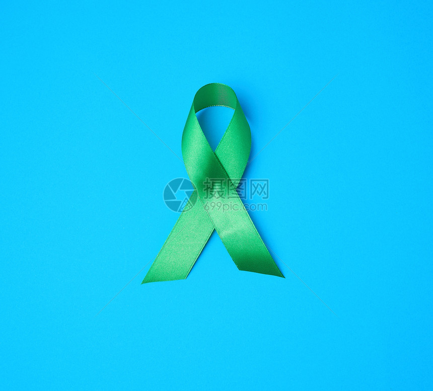 绿色丝带作为早期研究和疾病控制莱姆肾移植和器官捐赠的象征图片