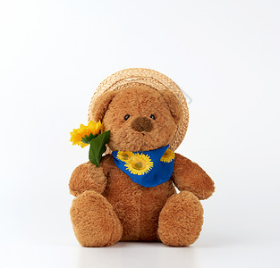 黄色泰迪熊小孩悲哀的高清图片
