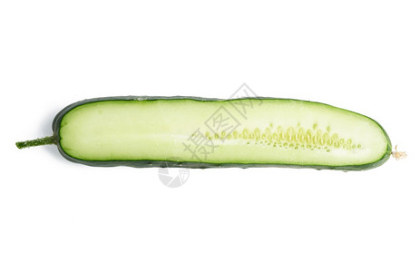 半绿黄瓜在白色背景顶视图关闭上隔绝的绿黄瓜背景图片