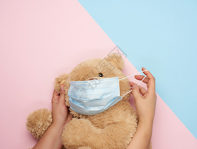 蓝粉色背景保护免受呼吸道疾病毒和个人呼吸道保护的概念顶级观点图片
