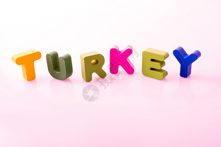 TURKEY字词用多彩的母区块写背景图片