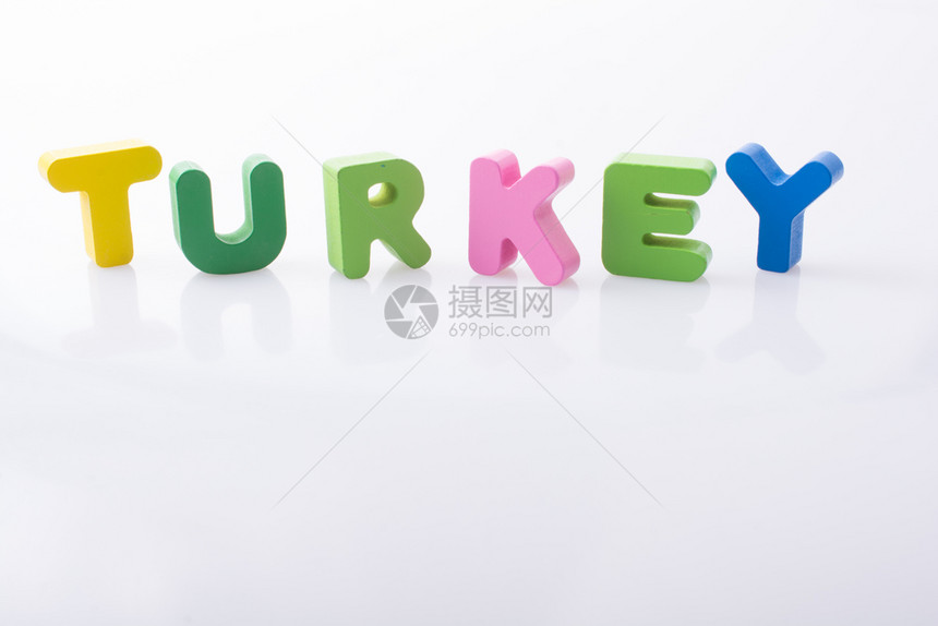 TURKEY字词用多彩的母区块写图片