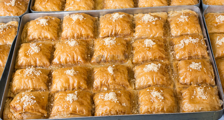 土耳其传统民族甜点Baklava作为背景图片