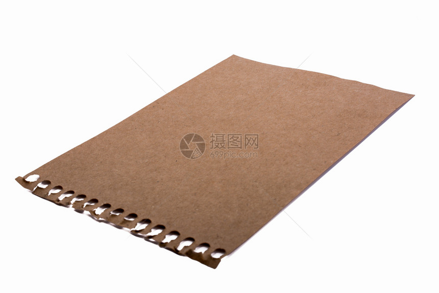 白色背景上褐的笔记纸页图片