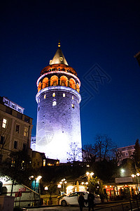 伊斯坦布尔塔台的夜间美景图片
