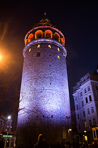 加拉塔库莱西伊斯坦布尔加拉塔的夜景背景