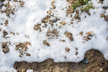 冬季岩石和泥表面的白雪图片