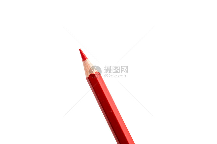 白色背景的红铅笔图片