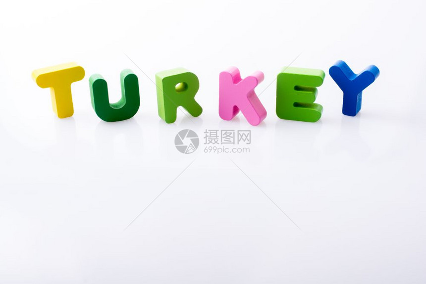 TURKEY字词用多彩的母区块写图片