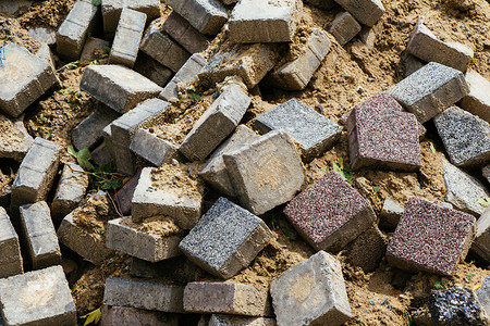 混凝土路面砖状石作为建筑材料图片
