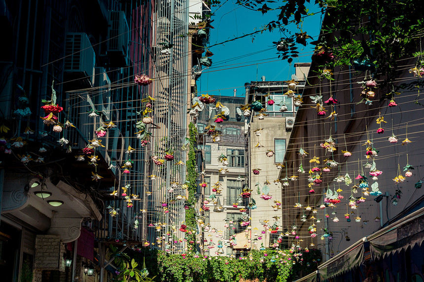 花艺术由彩的人工朵制作成街头装饰品图片