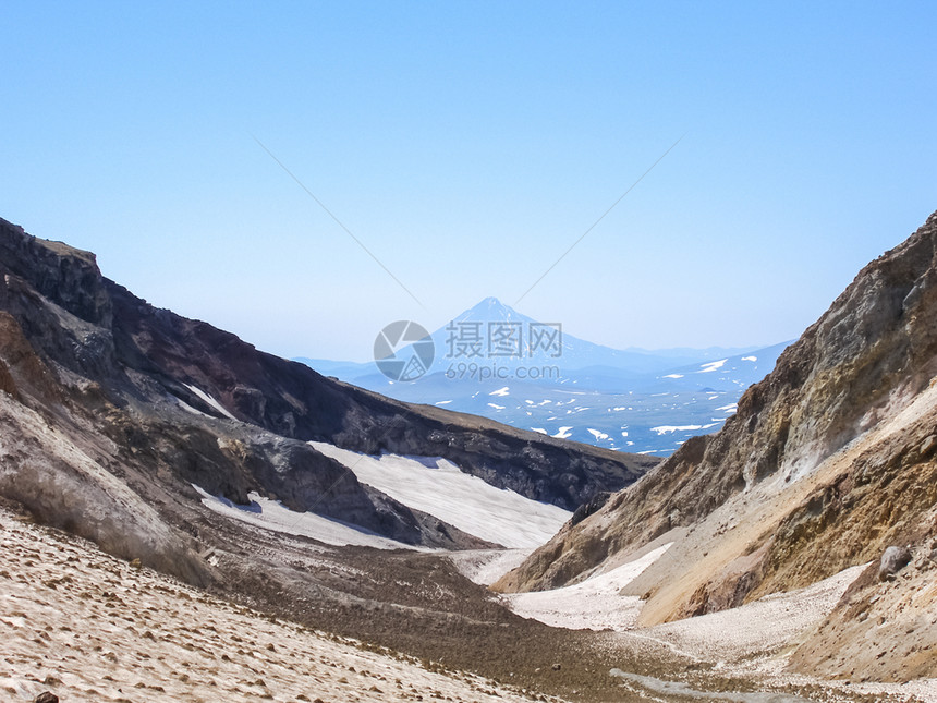 堪察卡的自然质堪察卡半岛的景观和光辉象堪察卡的观山脉和堪察卡火图片