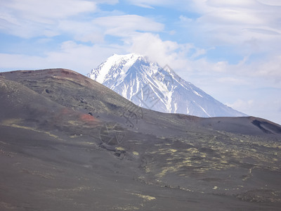 堪察卡的自然质堪察卡半岛的景观和光辉象堪察卡的观山脉和堪察卡火背景图片