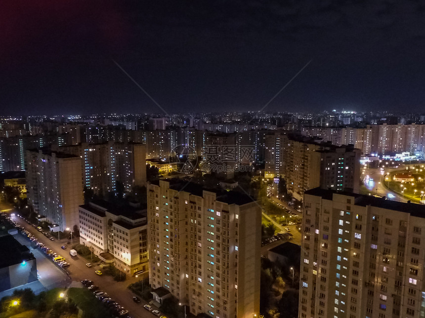 莫斯科市的顶端景色莫斯科之夜市的灯光图片