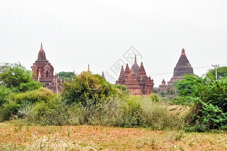 伊南达缅甸千座塔谷古老的宗教城市异徒配有塔和神庙缅甸千座塔谷背景