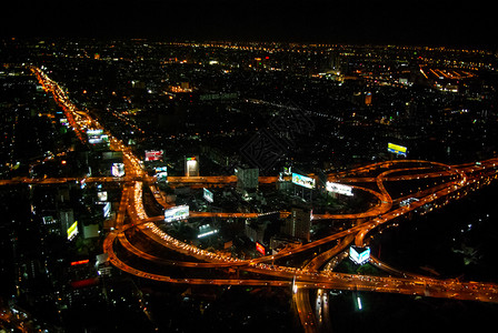 曼谷夜东部城市的景色从上到下的城市景色曼谷夜图片