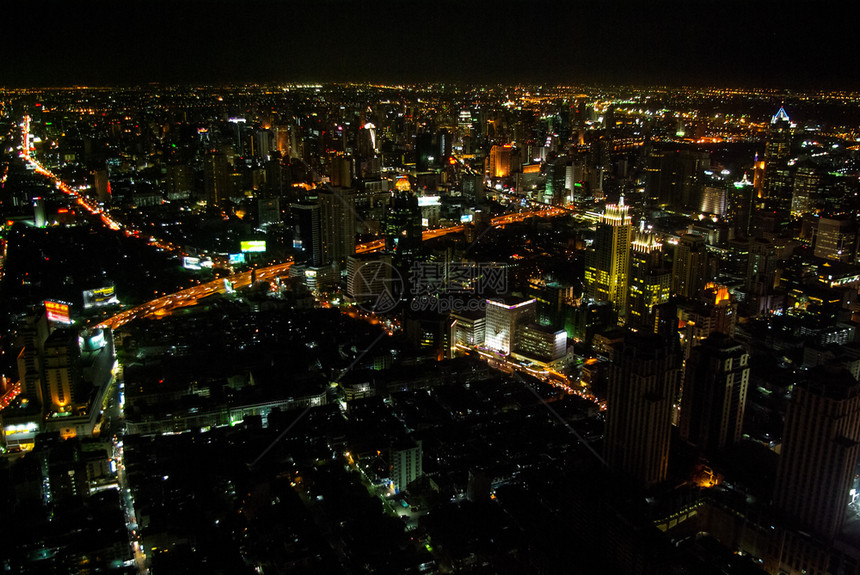 曼谷夜东部城市的景色从上到下的城市景色曼谷夜图片