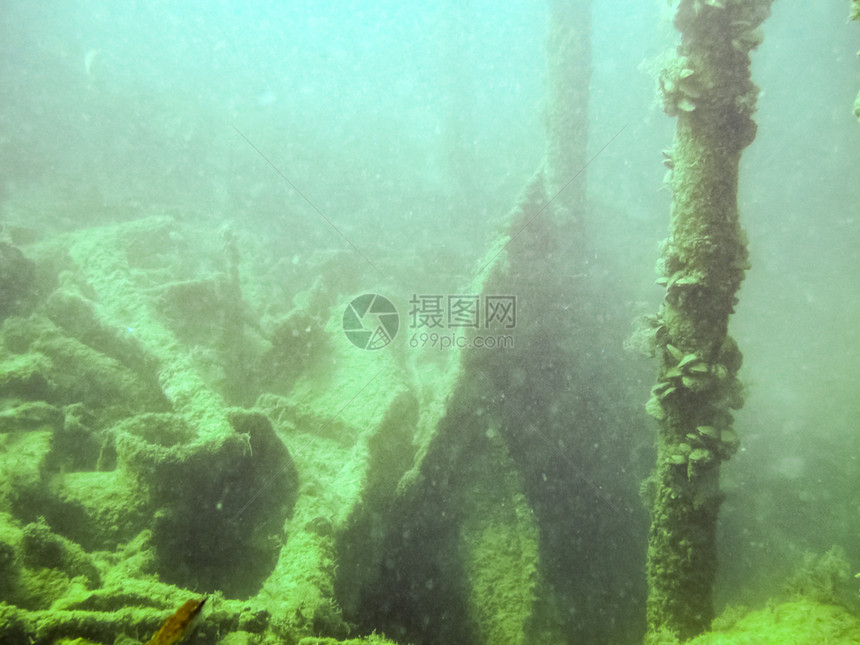 沉船的残骸海底质水下动植物生命海底的质图片