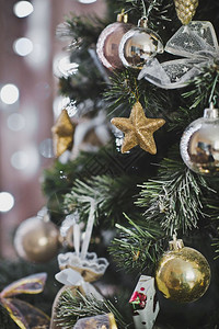 圣诞树的照片有球和星4593图片