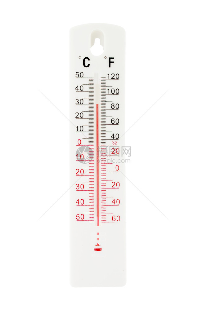 在白色背景上隔离的温度计剪切部分图片