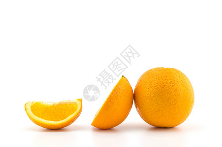 白底红橘子柑水果切片剪部分图片