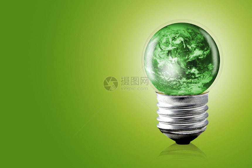 生态概念里面有绿色世界的灯泡由美国航天局提供的图像元素图片
