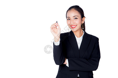 商业妇女写在白纸板上有色复制空间图片