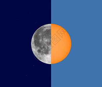 用天文望远镜和复制空间观测全月和太阳的日夜拼图以天文望远镜和复制空间观测全月和太阳的日夜拼图月和拼图背景图片